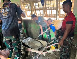 Tak Gentar Lumpur Tebal, Prajurit Macan Leuser Kembali Turun Tangan Pulihkan SDN 04 Kuala Simpang