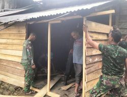 Semangat Warga Laksanakan Gotong Royong bersama Satgas TMMD TNI Bangun Rumah warga Kurang mampu