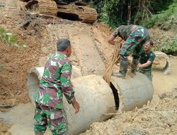 Satgas TMMD Kodim 0116/Nagan Raya Pasang Gorong Gorong Di Jana Ujungblang ke Pante Ara