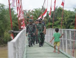 Wujud Kepedulian TNI, Danrem 012/TU Resmikan Jembatan Gantung Desa Kajeung