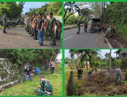 Prajurit Kodim 0112/Sabang Bersama Warga Bersihkan Pinggiran Jalan Gampong Cot Abeuk