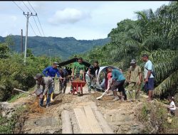 TNI dan Warga Bersatu, Jembatan Aramco Pasi Rasian Dikebut dengan Semangat Gotong Royong