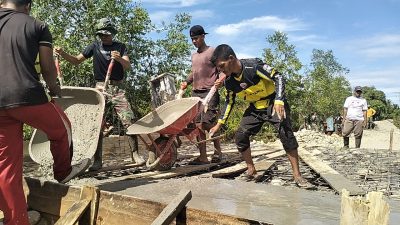 Pekerjaan Jembatan Aramco di Desa Pasi Rasian Masuk Tahap Pengecoran Badan Jembatan