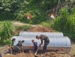TNI Bersinergi Bangun Jembatan Aramco di wilayah Kecamatan Beutong Ateuh Benggalang
