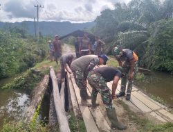 TNI dan Warga Bersinergi, Pembangunan Jembatan Aramco di Aceh Selatan Mulai Dikerjakan