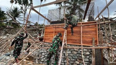 Korem 012/TU: Prajutrit TNI mulai Pasang Mal Pondasi untuk mempercepat Pengecoran Struktur Utama Jembatan