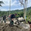 Korem 012/TU : TNI Satgas Jembatan Gantung Perintis Garuda Lanjutkan Pengecoran, Pembangunan Jembatan Gantung