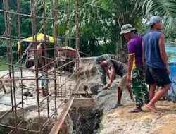 Penebalan Cor Angkur Jembatan Terus Dilakukan, TNI dan Masyarakat Kerja Siang Malam