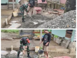 Babinsa Bantu Warga Bangun Rumah, Bukti Nyata Kemanunggalan TNI dan Rakyat di Woyla Barat ‎